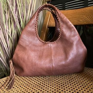 Hobo Bag by Banana Republic Brown Pebbles Leather Zip Purse Whipstitch